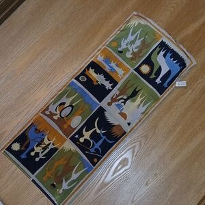 Oscar De La Renta Silk Long Scarf  Savanna Safari Primitive Art Perfect